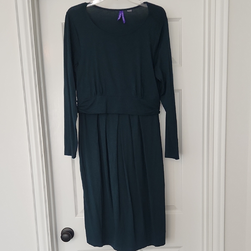 Seraphine Dark Green Long Sleeve Maternity And Nursing Dress